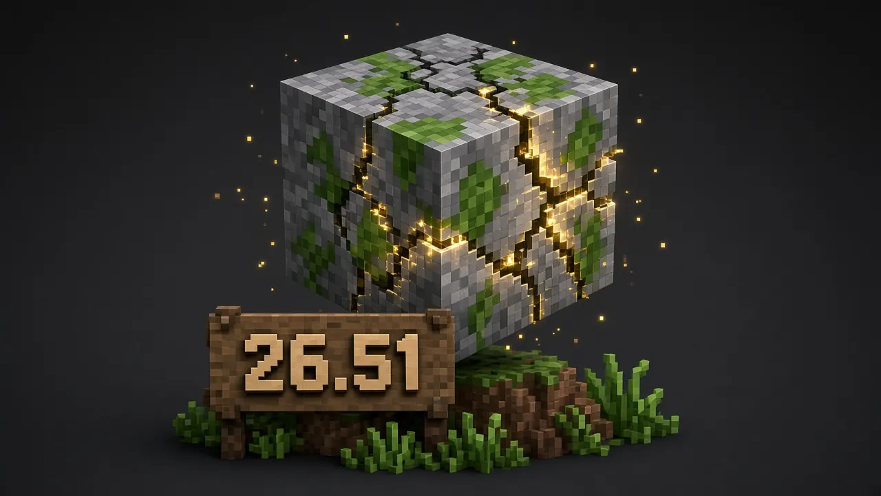 Stone block repair motif with a 26.51 plaque for the Bedrock hotfix